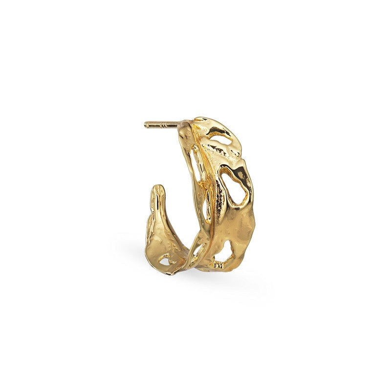 Jane Kønig Leaf Hoop ørering i forgyldt sølv 2 cm